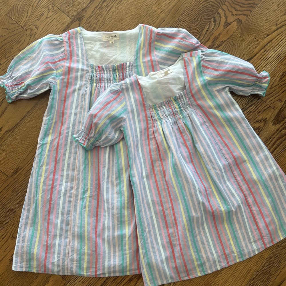 Linen Lavender Striped Dresses 6/7 10/12 Summer Holiday ☀️